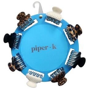 Piper K Leopard Pearl Hair Clip Set Of Eight